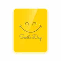 Gratis vector gelukkige en vrolijke glimlachdag gele vlieger met vrolijke gezichtsvector