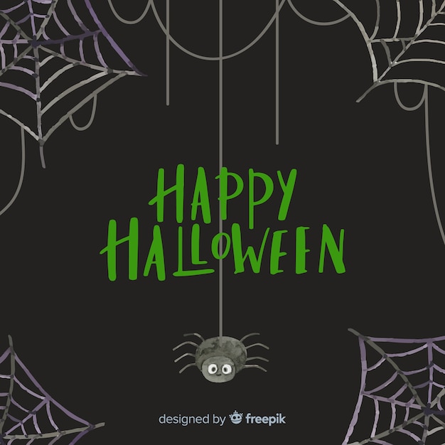 Gratis vector gelukkige halloween-spinnewebachtergrond