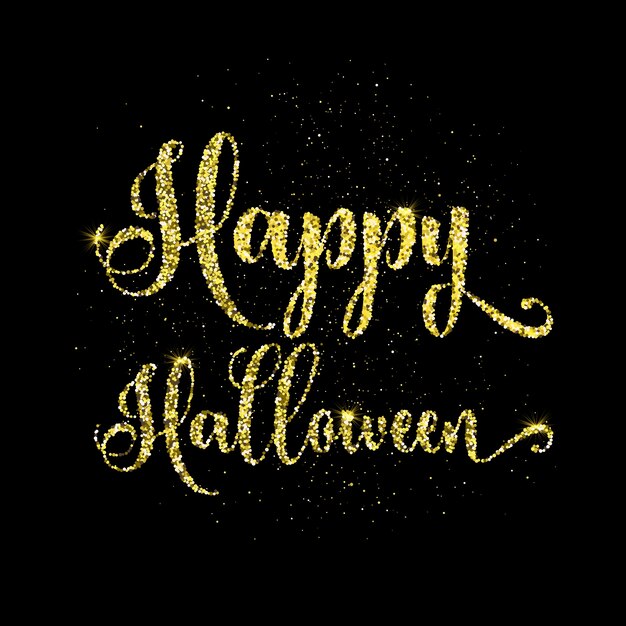Gelukkige Halloween tekst achtergrond met gouden glitter effect
