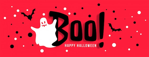 Gelukkige Halloween-vieringsbanner met wit spook