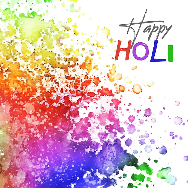 Gratis vector gelukkige holi-festival van waterverf levendige kleuren