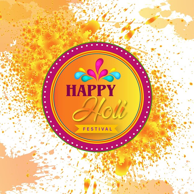 Gelukkige Holi-groeten Wit Geel Beige Kleurrijk Indisch Hindoeïsme Festival Sociale Media Achtergrond