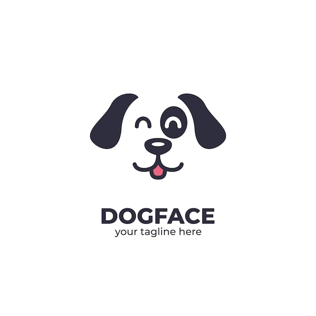 Gelukkige hond gezicht logo Premium Vector