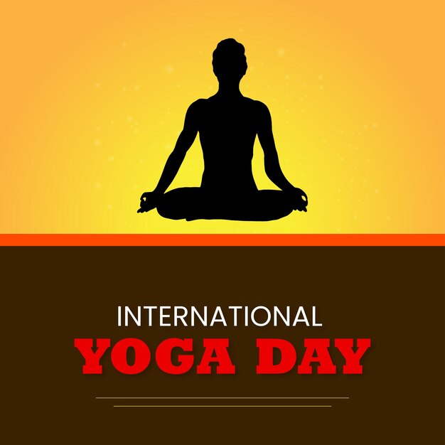 Gelukkige Internationale Yoga Dag Bruin Oranje Zwarte Achtergrond Social Media Design Banner Gratis Vector