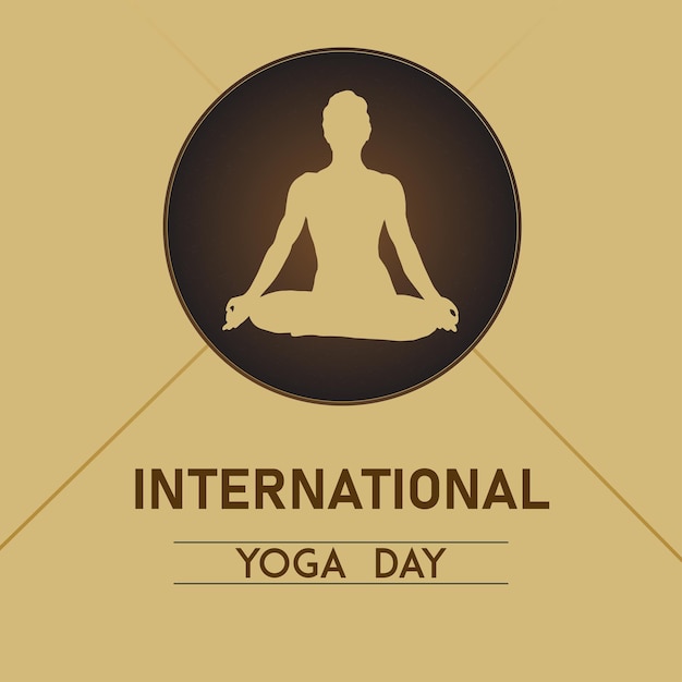 Gelukkige Internationale Yoga Dag Bruine Achtergrond Social Media Design Banner Gratis Vector