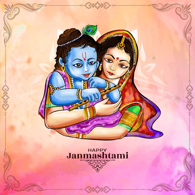 Gelukkige janmashtami Hindoe Indiase feest groet achtergrond vector