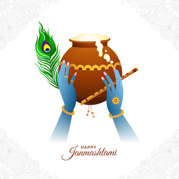 Gratis vector gelukkige janmashtami kaart vakantie achtergrond