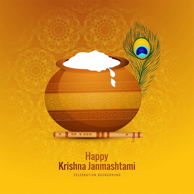 Gelukkige janmashtami-vieringsachtergrond,