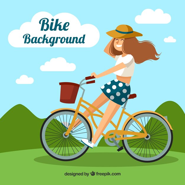 Gelukkige jonge vrouw rijden fiets