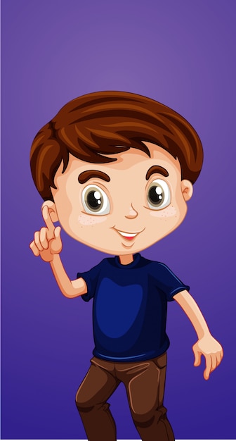 Gratis vector gelukkige jongen met vingergebaar