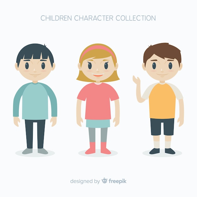 Gratis vector gelukkige kinderen karakter collectie in platte ontwerp