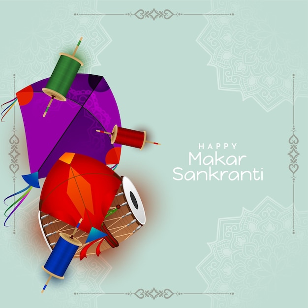 Gratis vector gelukkige makar sankranti culturele indiase festival achtergrond