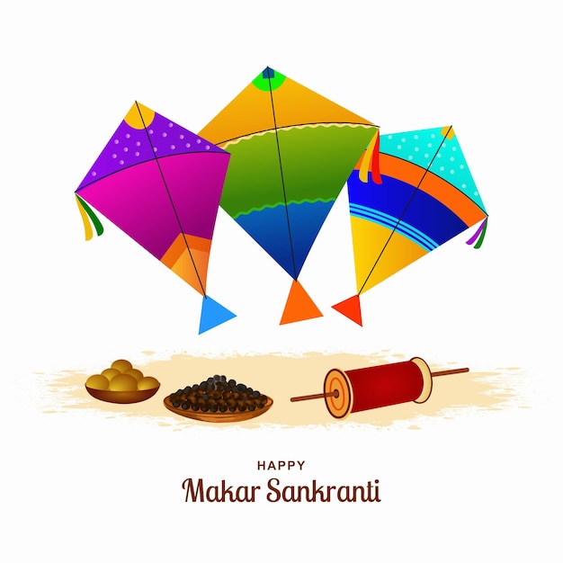 Gratis vector gelukkige makar sankranti festival achtergrond versierd met vliegers ontwerp