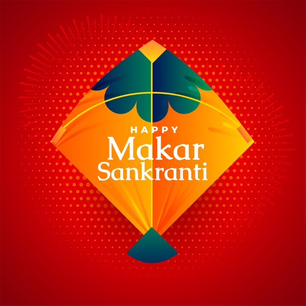 Gelukkige makar sankranti festivalvlieger op rode groetkaart