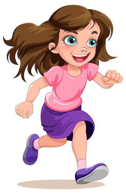 Gratis vector gelukkige meisje loopt cartoon