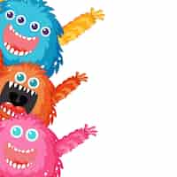 Gratis vector gelukkige monster vrienden grensbanner