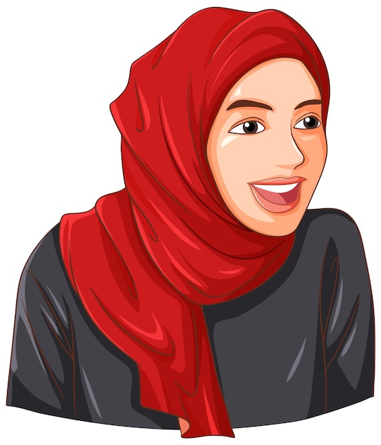 Gratis vector gelukkige moslimvrouw die hijab draagt
