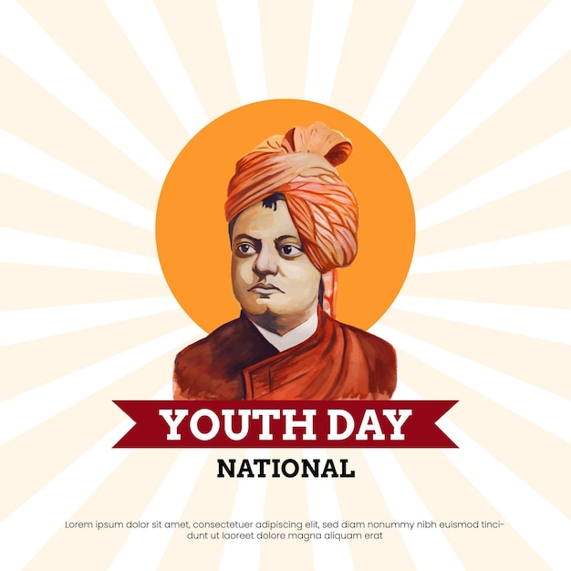 Gelukkige nationale jeugddag oranje beige witte achtergrond social media design banner gratis vector