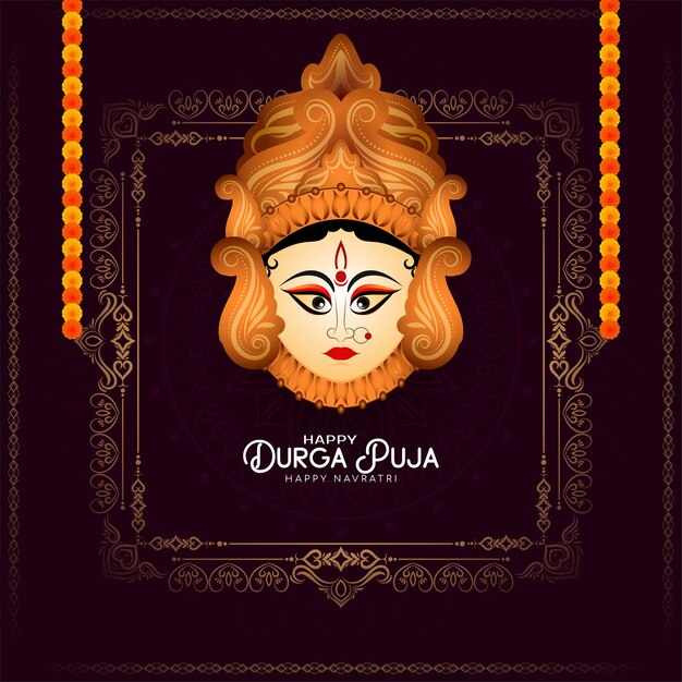 Gelukkige Navratri en Durga Puja traditionele festival groeten achtergrond