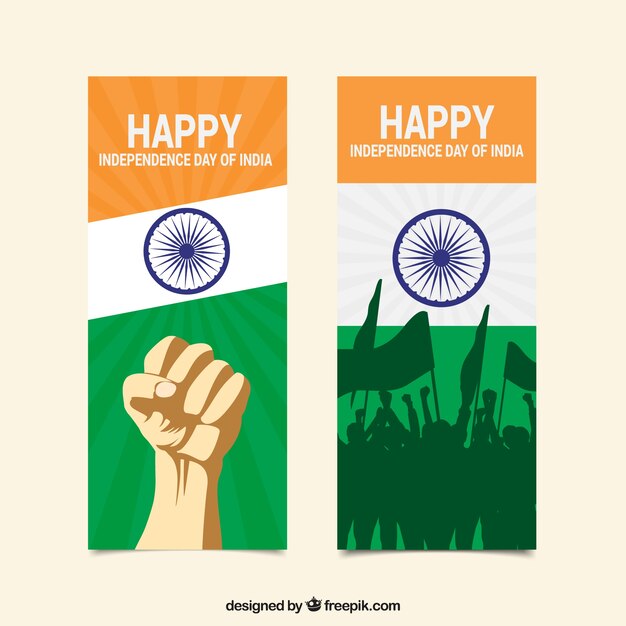 Gelukkige onafhankelijkheidsdag van India banners