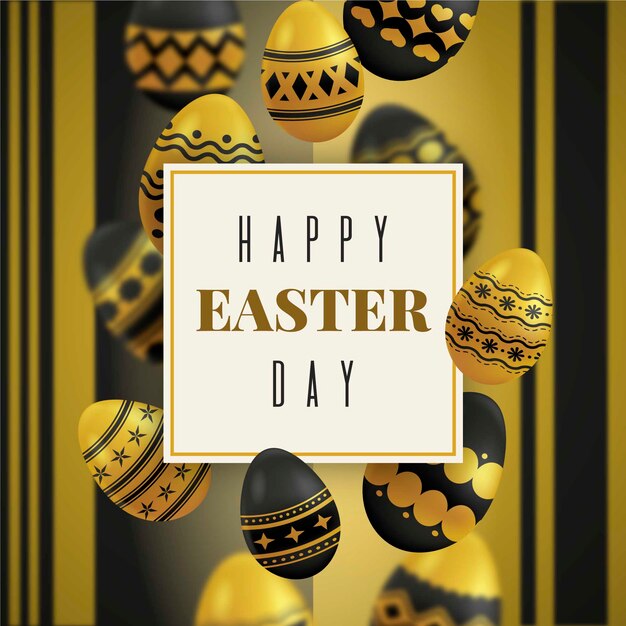 Gelukkige Pasen-dag gouden en zwarte eieren