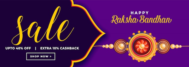 Gratis vector gelukkige raksha bandhan verkoop en kortingsbanner
