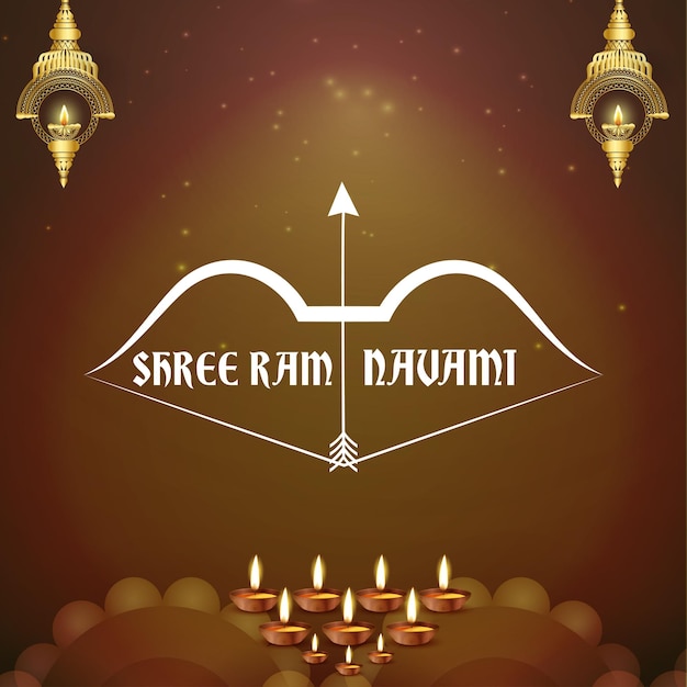 Gelukkige Ram Navami Groeten Bruine Witte Achtergrond Indisch Hindoeïsme Festival Social Media Banner Gratis Vector