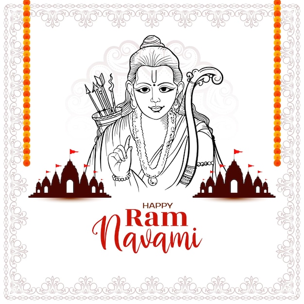 Gelukkige ram navami religieuze hindoe feest kaart met heer ram ontwerp