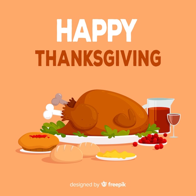 Gratis vector gelukkige thanksgiving achtergrond in platte ontwerp
