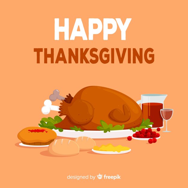 Gelukkige thanksgiving achtergrond in platte ontwerp