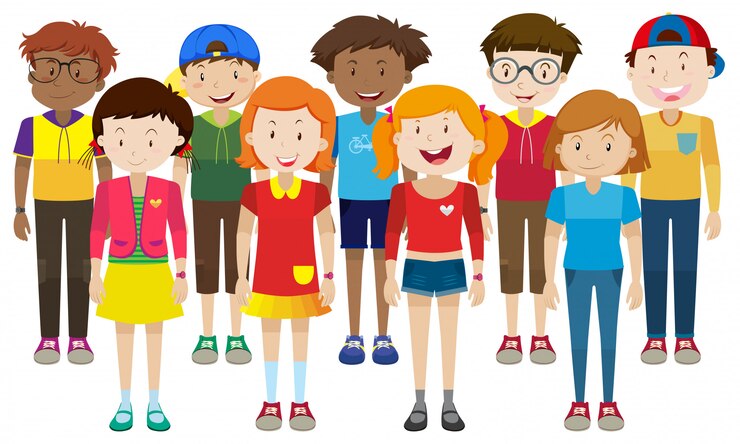 Gratis Vector gelukkige tieners die zich verenigen