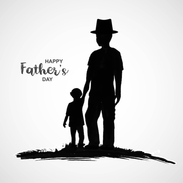 Gelukkige vaderdag met papa en kinderen silhouetten op witte achtergrond