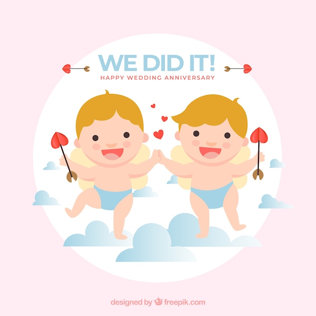 Gratis vector gelukkige verjaardag achtergrond met schattige cupido