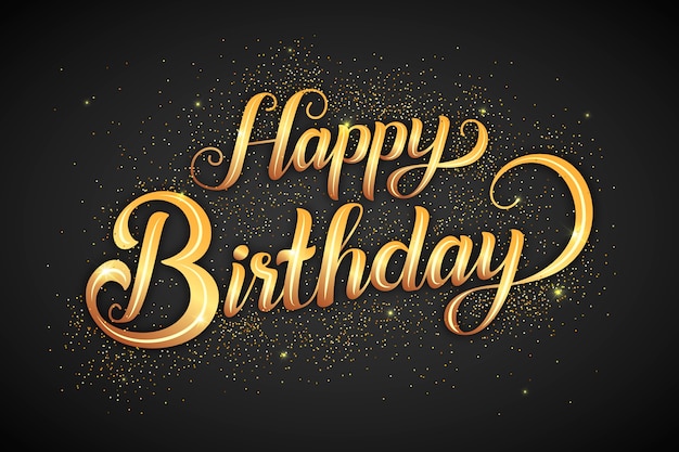 Gratis vector gelukkige verjaardag belettering met gouden letters