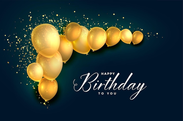 Gratis Vector gelukkige verjaardag gouden ballonnen met glitter achtergrond