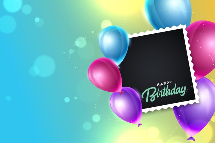 Gratis Vector gelukkige verjaardag kleurrijke ballonnen achtergrond met fotolijst