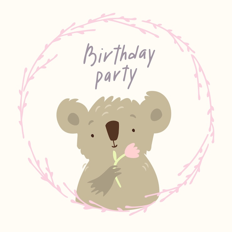 Gratis Vector gelukkige verjaardag koala met bloem