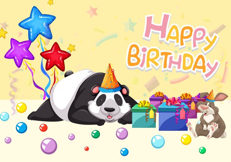 Gratis Vector gelukkige verjaardag panda-kaart
