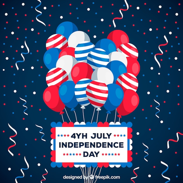 Gratis vector gelukkige vierde van juli-achtergrond met ballons