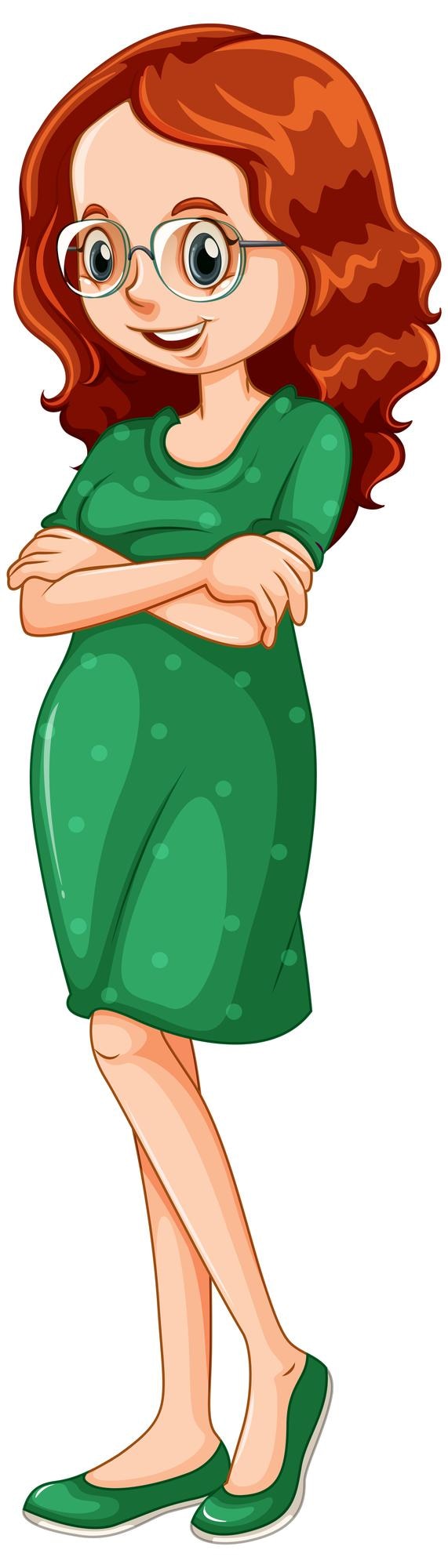 Gratis Vector gelukkige vrouw die zich op witte achtergrond bevindt