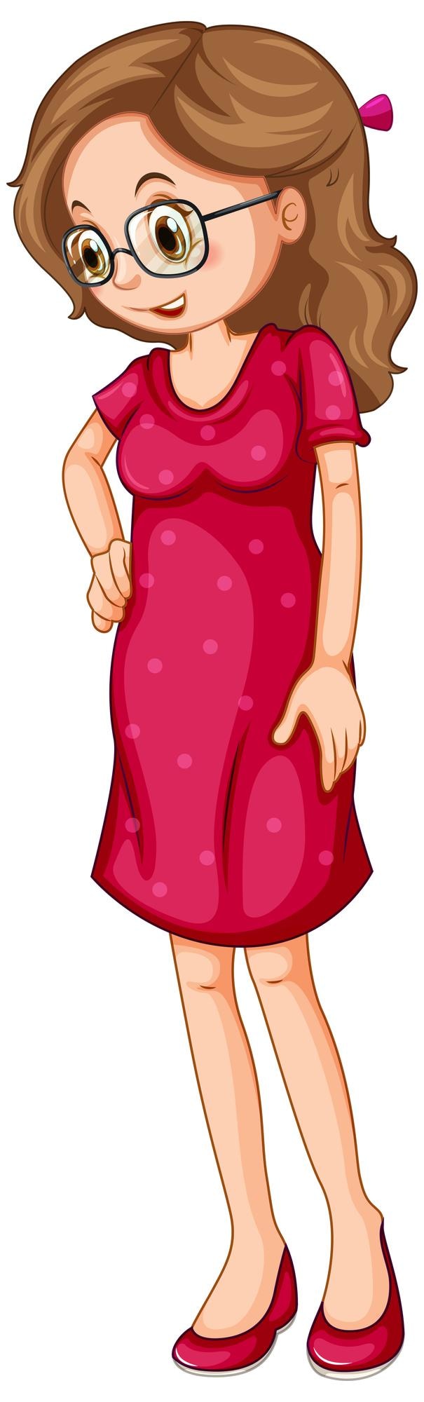 Gratis Vector gelukkige vrouw die zich op witte achtergrond bevindt