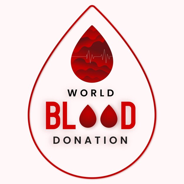 Gelukkige Wereld Bloeddonor Dag Rood Wit Zwart Achtergrond Social Media Design Banner Gratis Vector