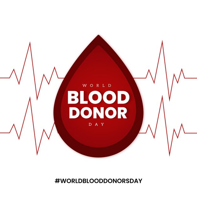 Gelukkige Wereld Bloeddonor Dag Rood Wit Zwart Achtergrond Social Media Design Banner Gratis Vector