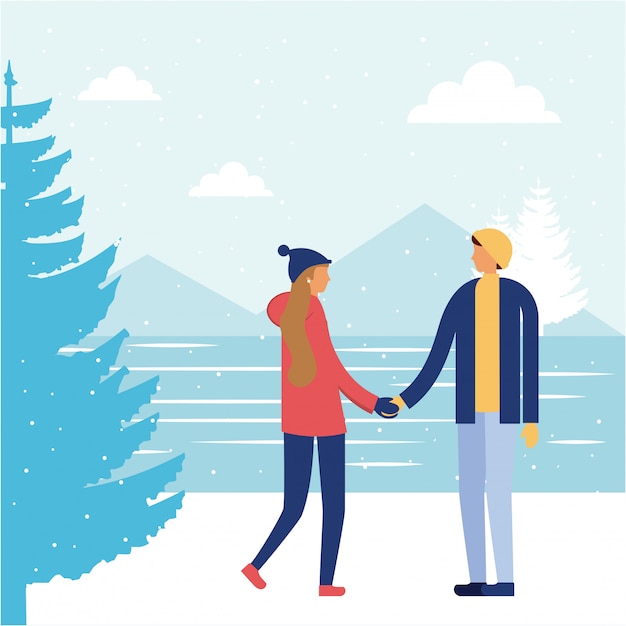 Gratis vector gelukkige winter mensen vakantie