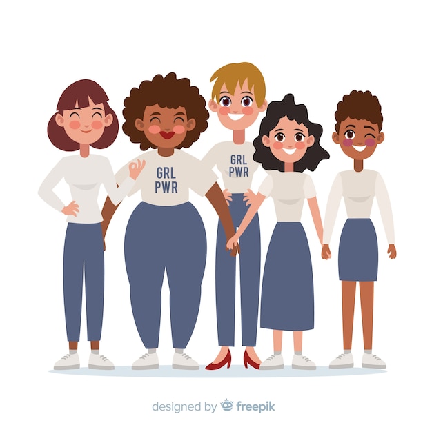 Gratis vector gemengde groep vrouwen