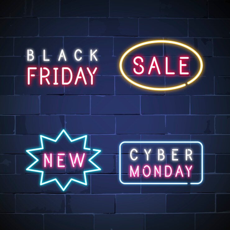 Gratis Vector gemengde neon borden vector set