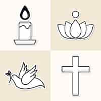 Gratis vector gemengde religieuze symbolen sticker set vector