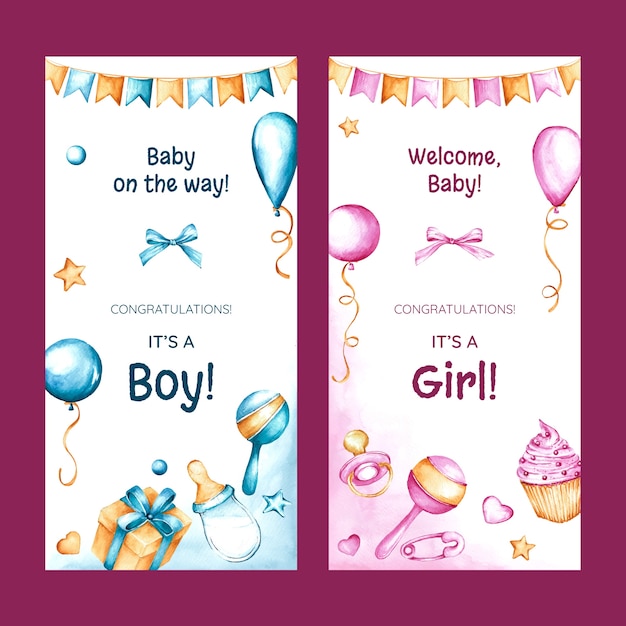 Gratis vector gender reveal party verticale banner