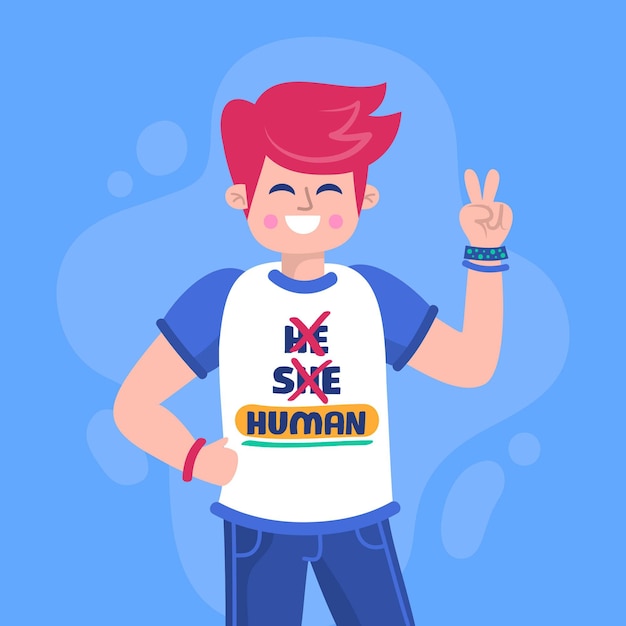 Gratis vector genderneutraal bewegingsconcept geïllustreerd