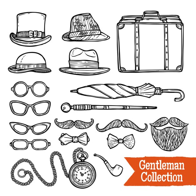 Gentelman Vintage Accessoires Doodle Black Set